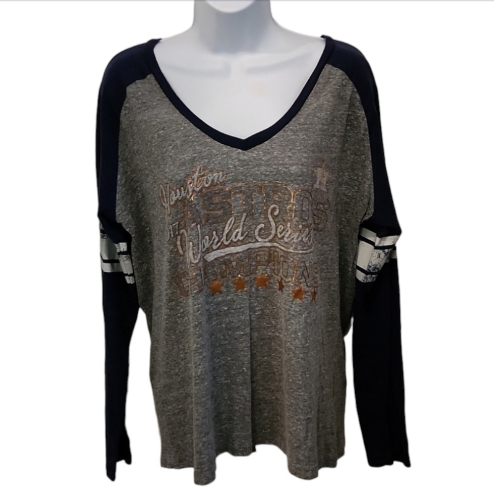 Astros World Series Metallic Vneck Baseball Tee